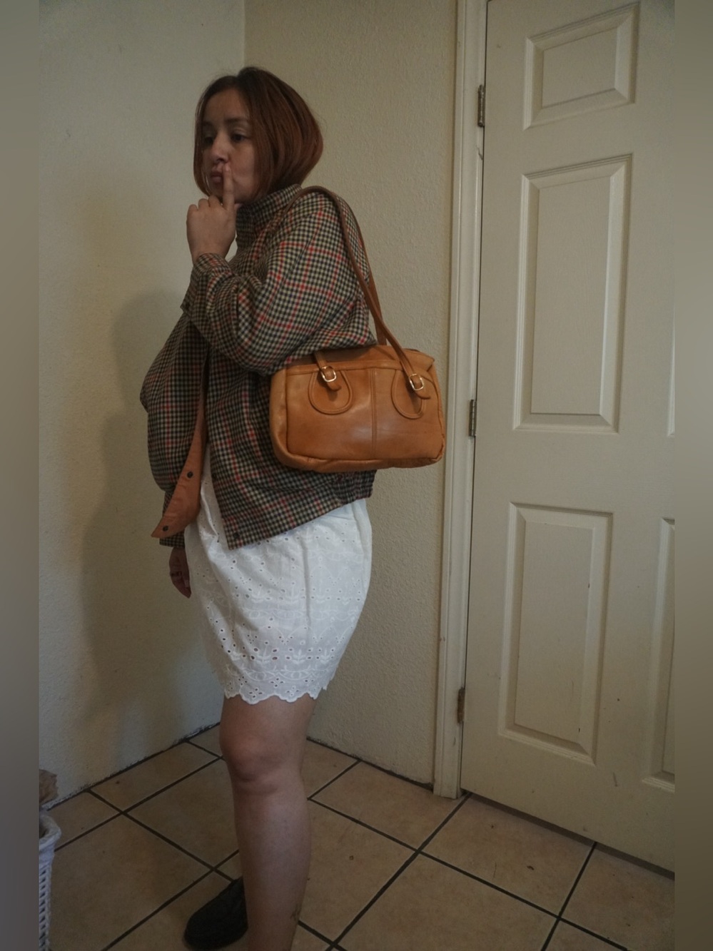 Leather Shoulder Bag in Warm Tan - Women's Shoulder Purse